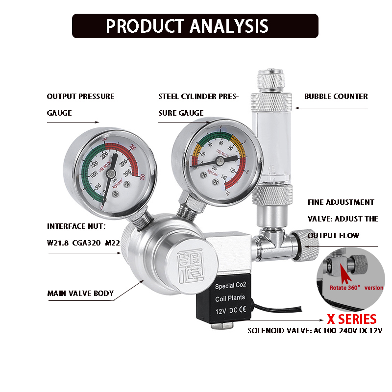 Katup solenoid akuarium, regul - Planted Aquarium Co2 Kit ulasan dan harga